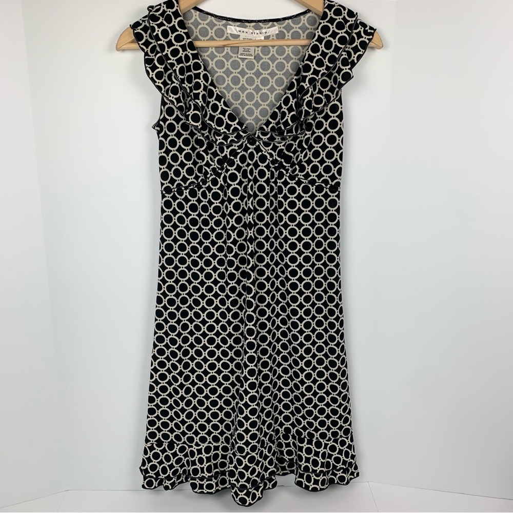 Max Studio Black & White Circle Pattern Dress Size XS